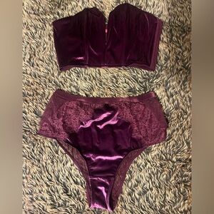 Victoria's Secret Dream Angels Deep Purple Velvet & Lace Set
